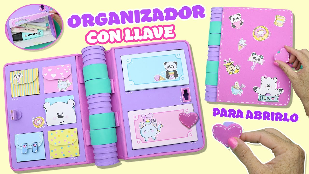 Organizador con LLAVE para abrirlo - Folder organizador - Diario con llave | Manualidades aPasos