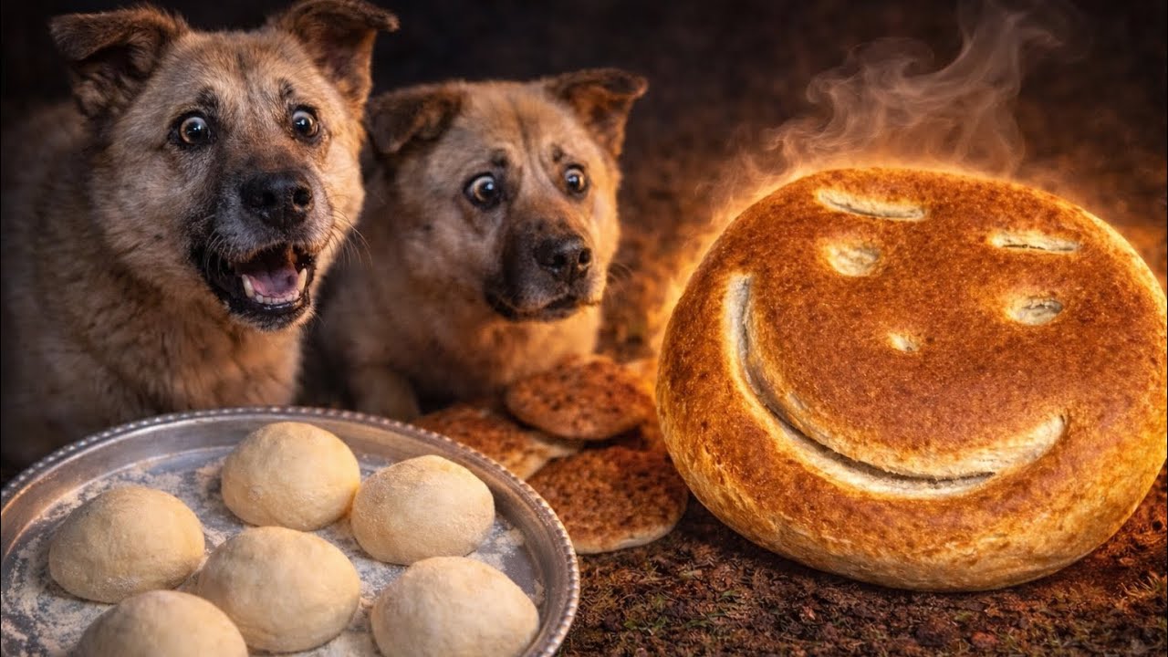 Baking Bread on a Rainy Night 🌧️ | Feeding a Stray Dog 🐶