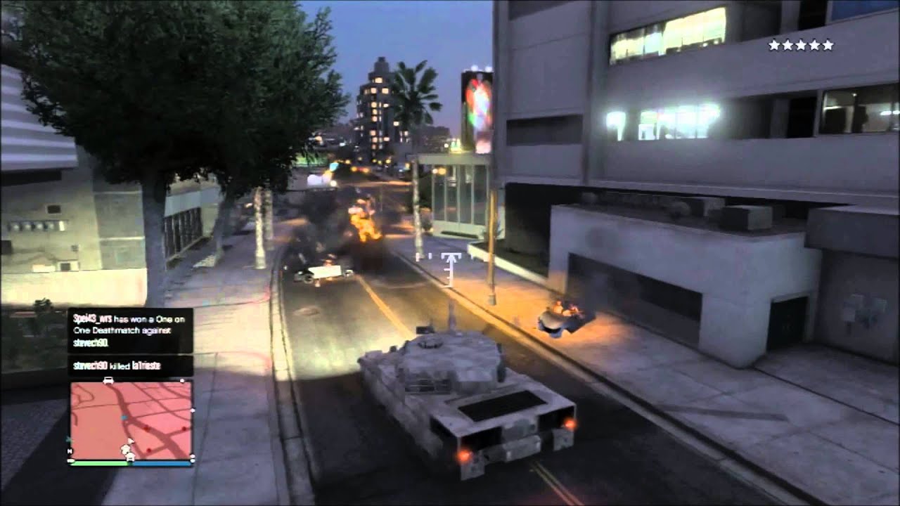 GTA 5 TANK RAMPAGE AND 5 STAR POLICE CHASE
