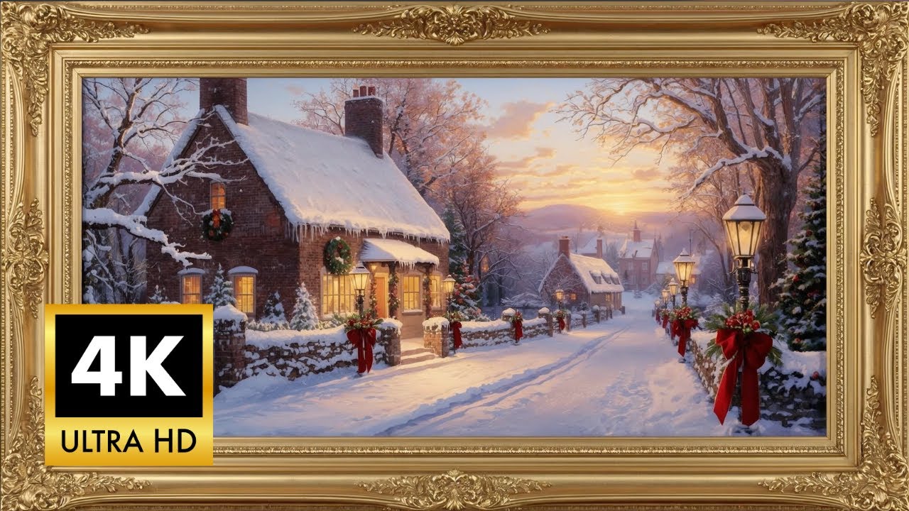 The Most Peaceful Christmas Cottage 4K | Framed Christmas TV Art | 8 Hours | Peacful Christmas Music