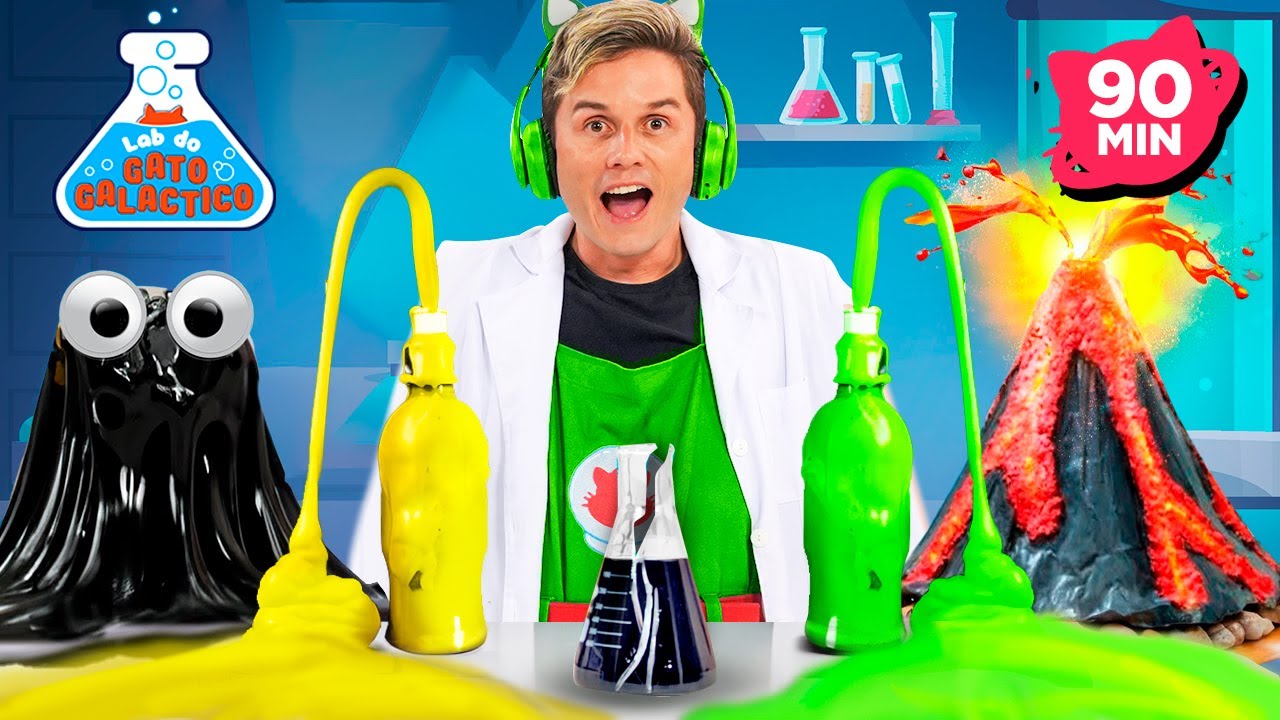 Os Melhores EXPERIMENTOS do Lab do Gato Galactico ! 1h de Vídeos de Ciência para Crianças