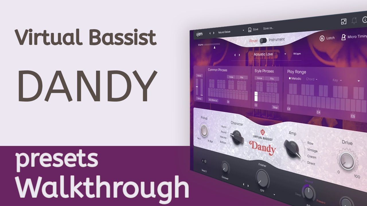 Virtual Bassist Dandy by Ujam | Presets Walkthrough