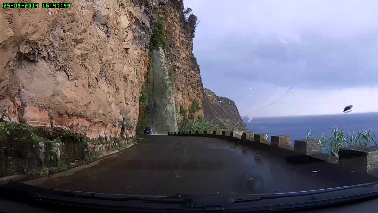 Driving under waterfall - Madeira preview