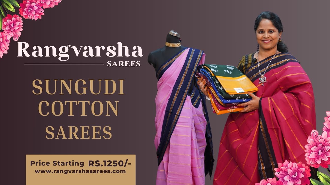 Pure Sungudi Sarees-Rangvarsha Sarees-Sungudi Cotton sarees in vibrant colors-20th June 2025