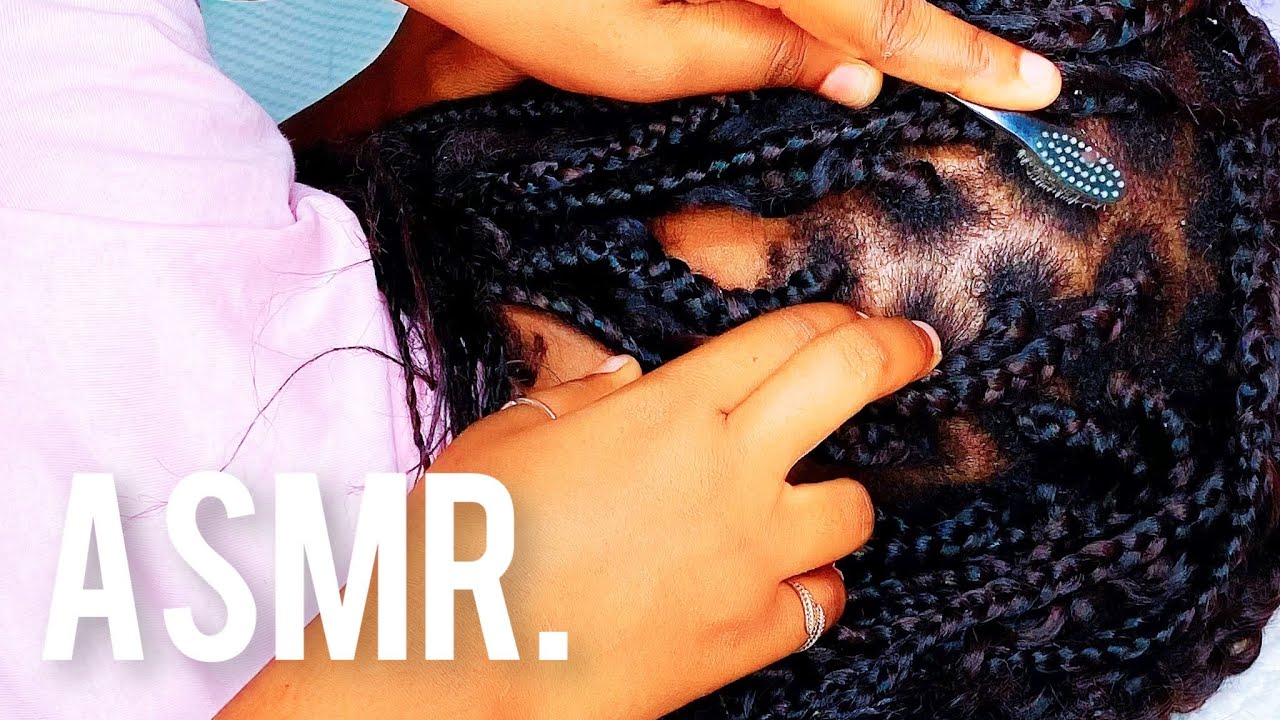ASMR TOOTHBRUSH MASSAGE ON BRAIDED HAIR || VERY SATISFYING
