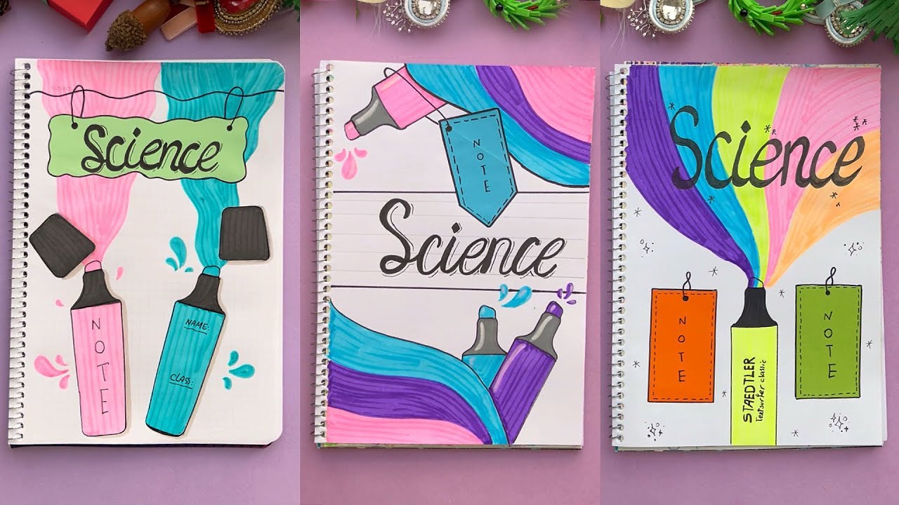 😮Ohhhh😇7 SCIENCE Front pages✨Drawing Ideas - Creative Notebook Designs 