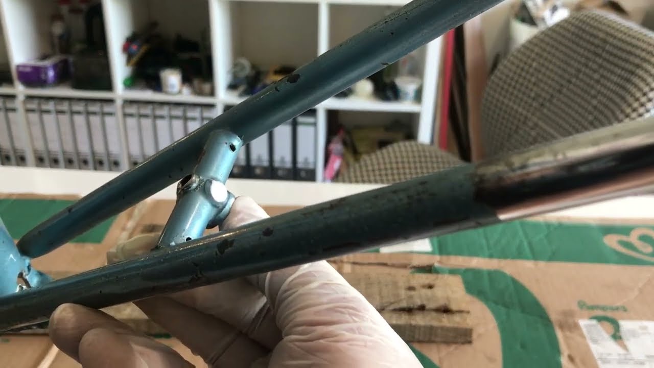 Cheap Bike Build Off 2025 Vintage Cyclocross Olympia Restomod P7: sanding cleaning painting the cuts