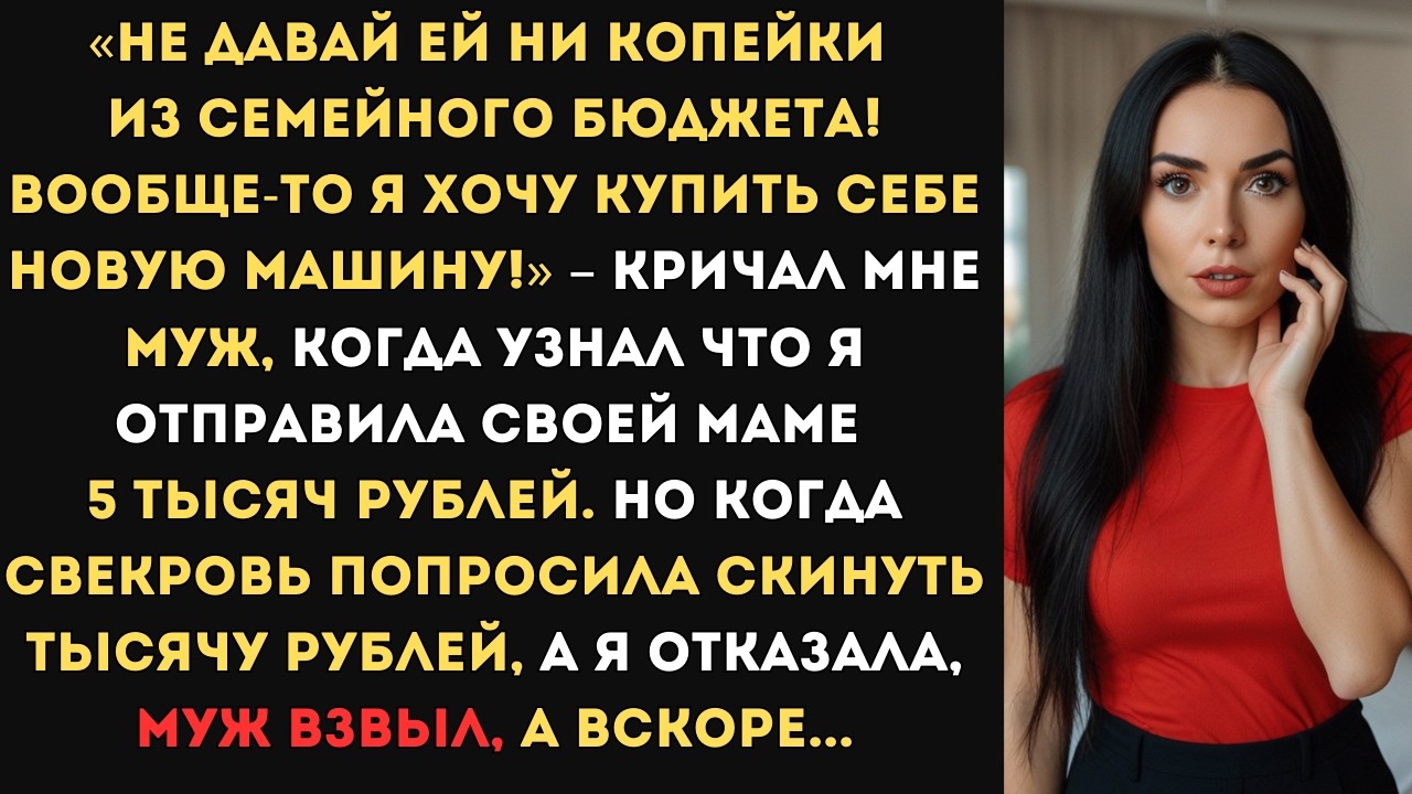 Не давай ей ни копейки из семейного бюджета! Я хочу купить себе новую машину!» – кричал муж, узнав..