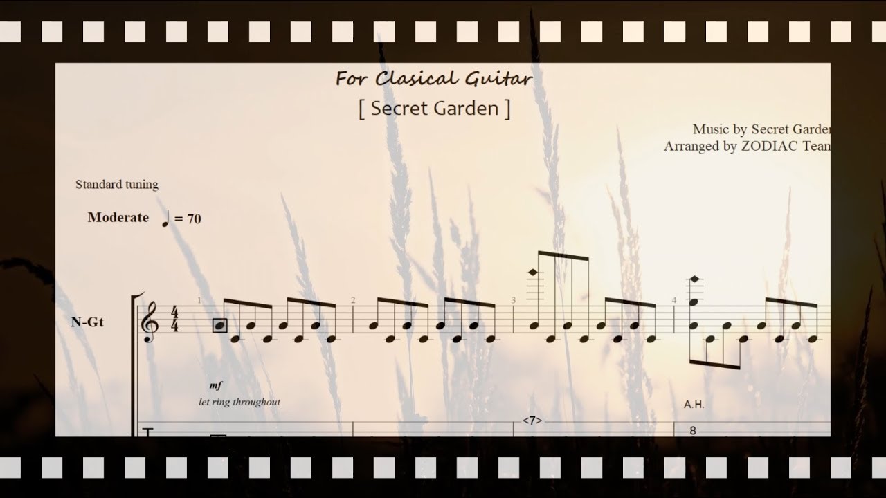 Sometimes when it rains - Classical Guitar TAB (PDF) | Secret Garden