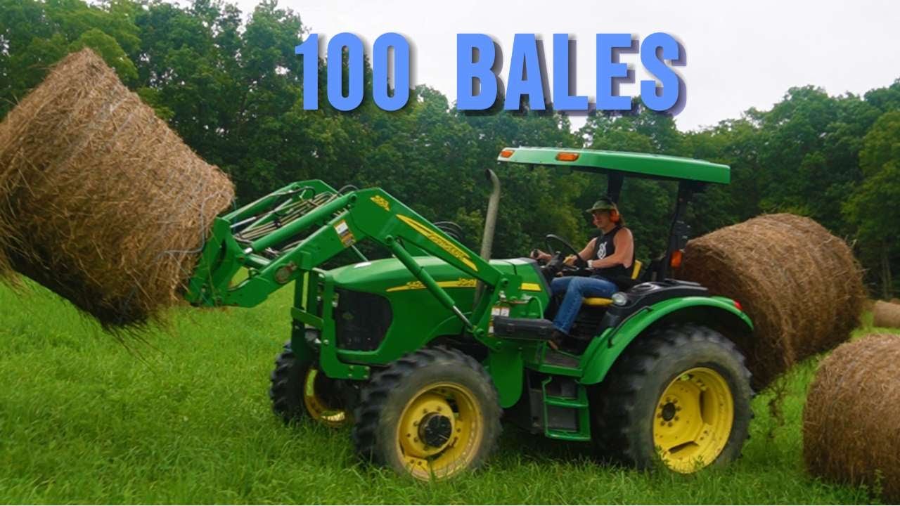 100 Bales - 2 Guys (John Deere Hauling Hay)