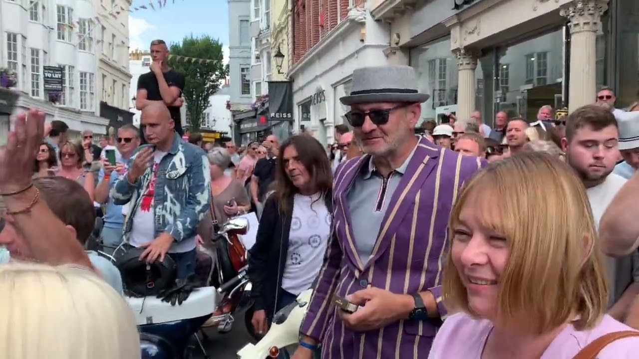 Fossil Fuel outside Quadrophenia Alley, Brighton Mod Weekender. Time for action
