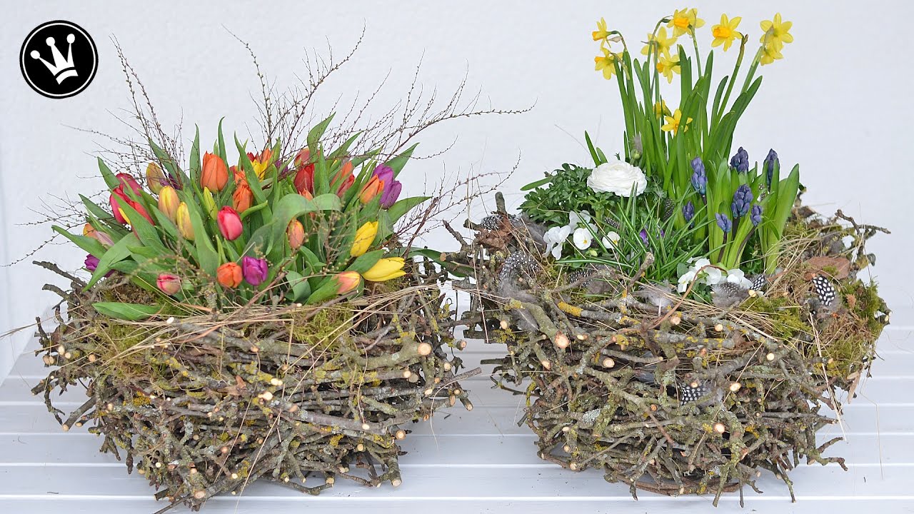 DIY - Frühlingsdeko / Osterdeko selber machen I XXL-Nest aus Zweigen I mit Twister oder Drillapparat