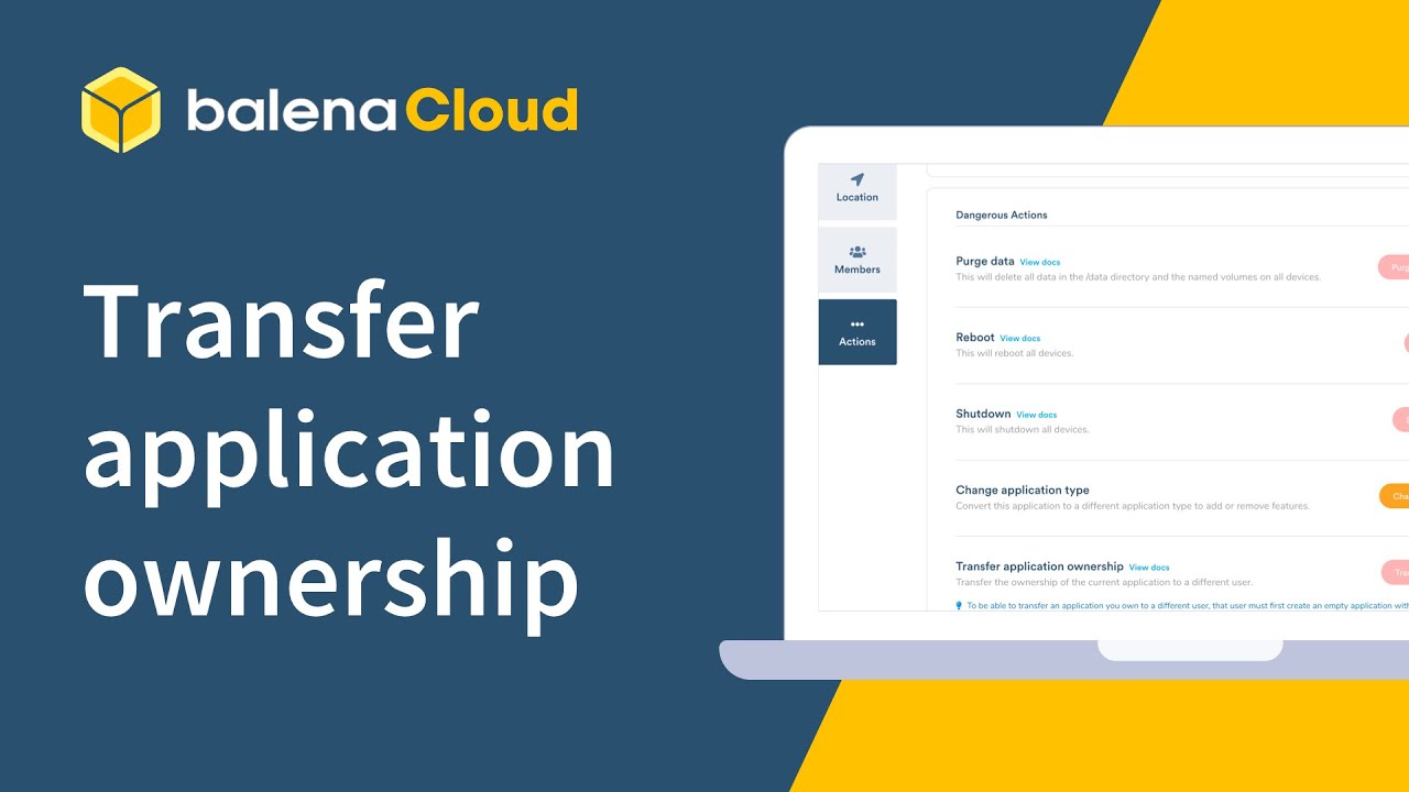 Transfer application ownership on balenaCloud
