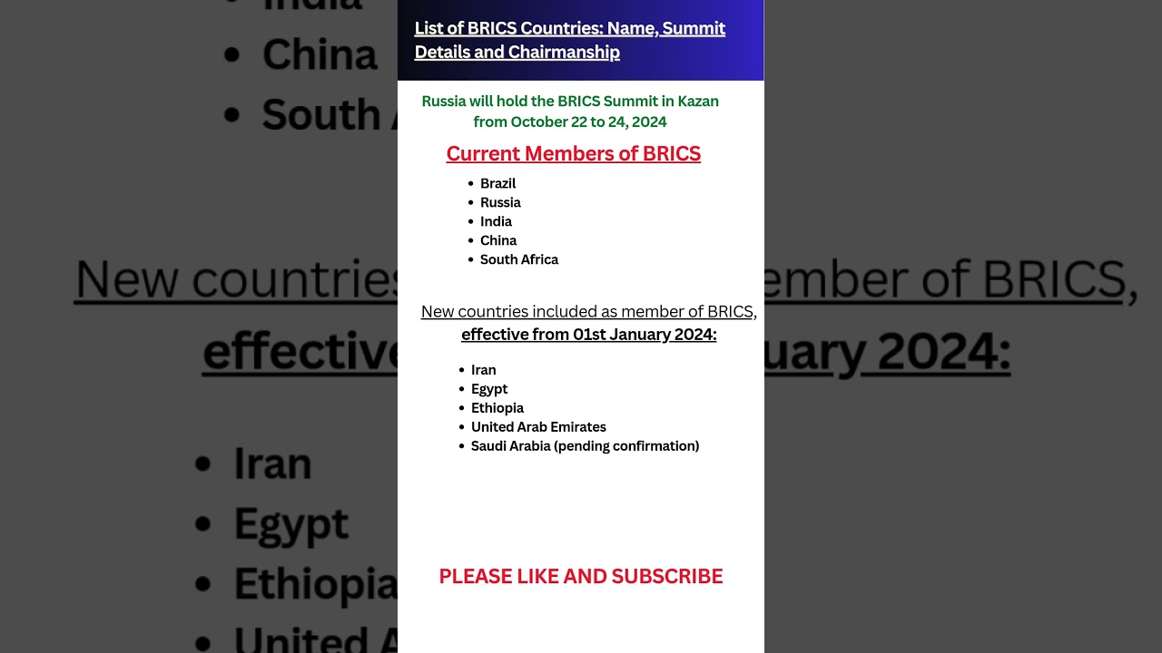 List of BRICS Countries Name, Summit Details and Chairmanship | Current Members of #brics #ssc #exam