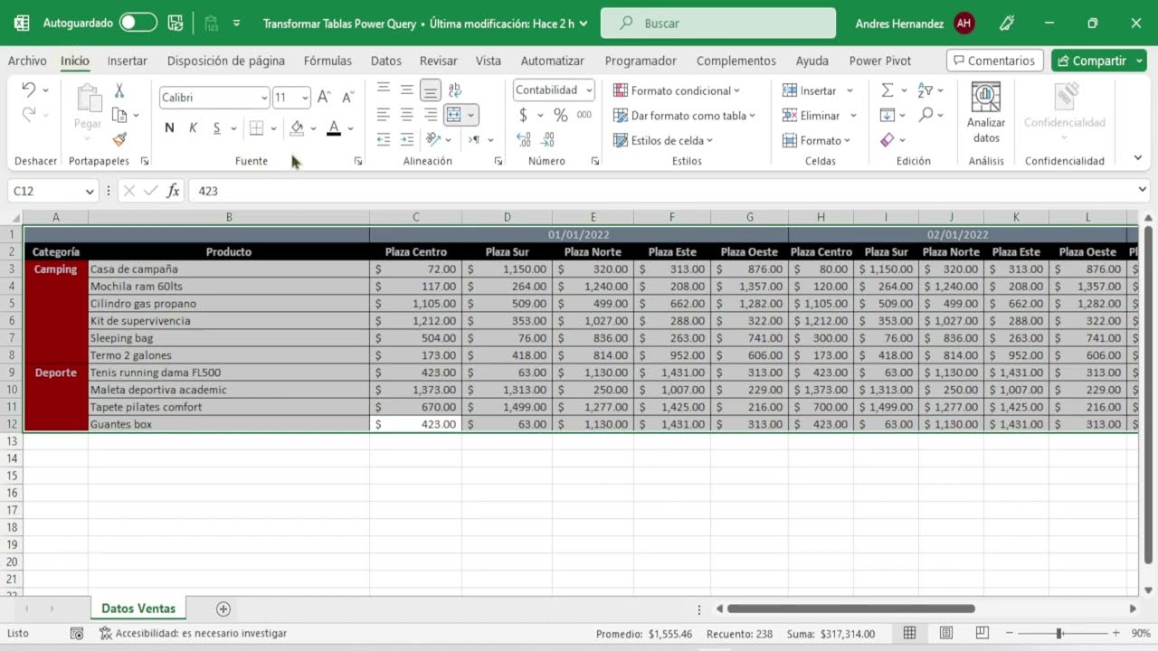 Transformar Tablas mal estructuradas Power Query