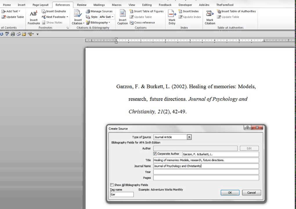 How to Enter a Journal Article Into Microsoft Word's References Function