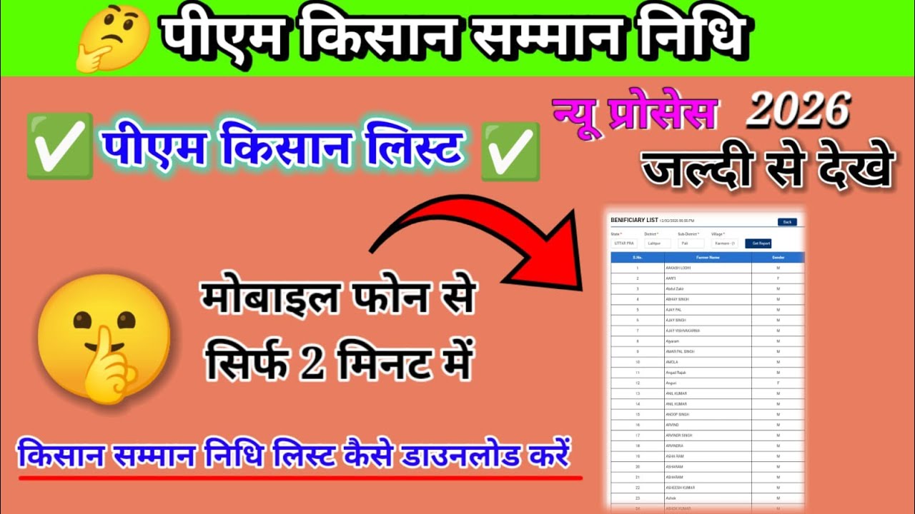 पीएम किसान सम्मान निधि लिस्ट किसे निकाले || pm kisan samman nidhi 2026 || new list 2026 || 
