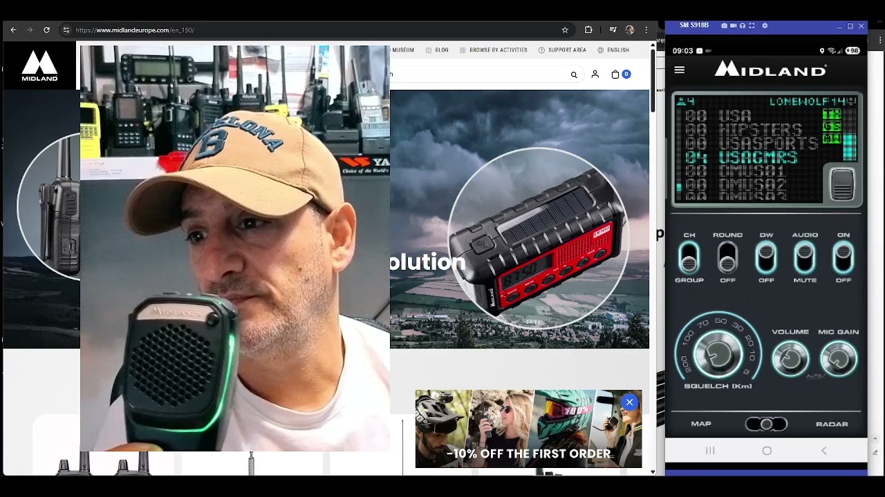 Учебное пособие по использованию MIDLAND CB APP & MICROPHONE в реальном времени