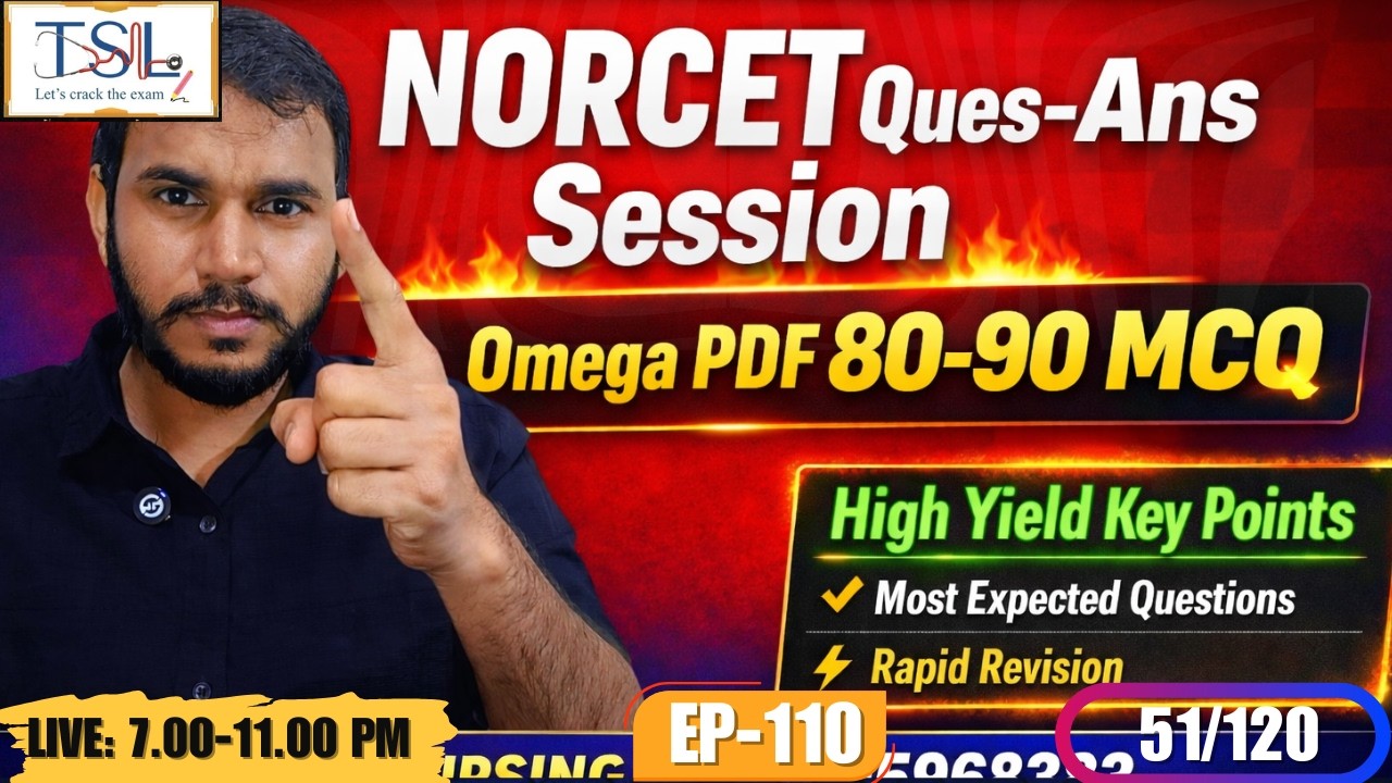 AIIMS NORCET-10 Ques-Ans Session | Omega PDF 80-90 MCQ | High Yield Key Points | SGPGI | RML Ep.110