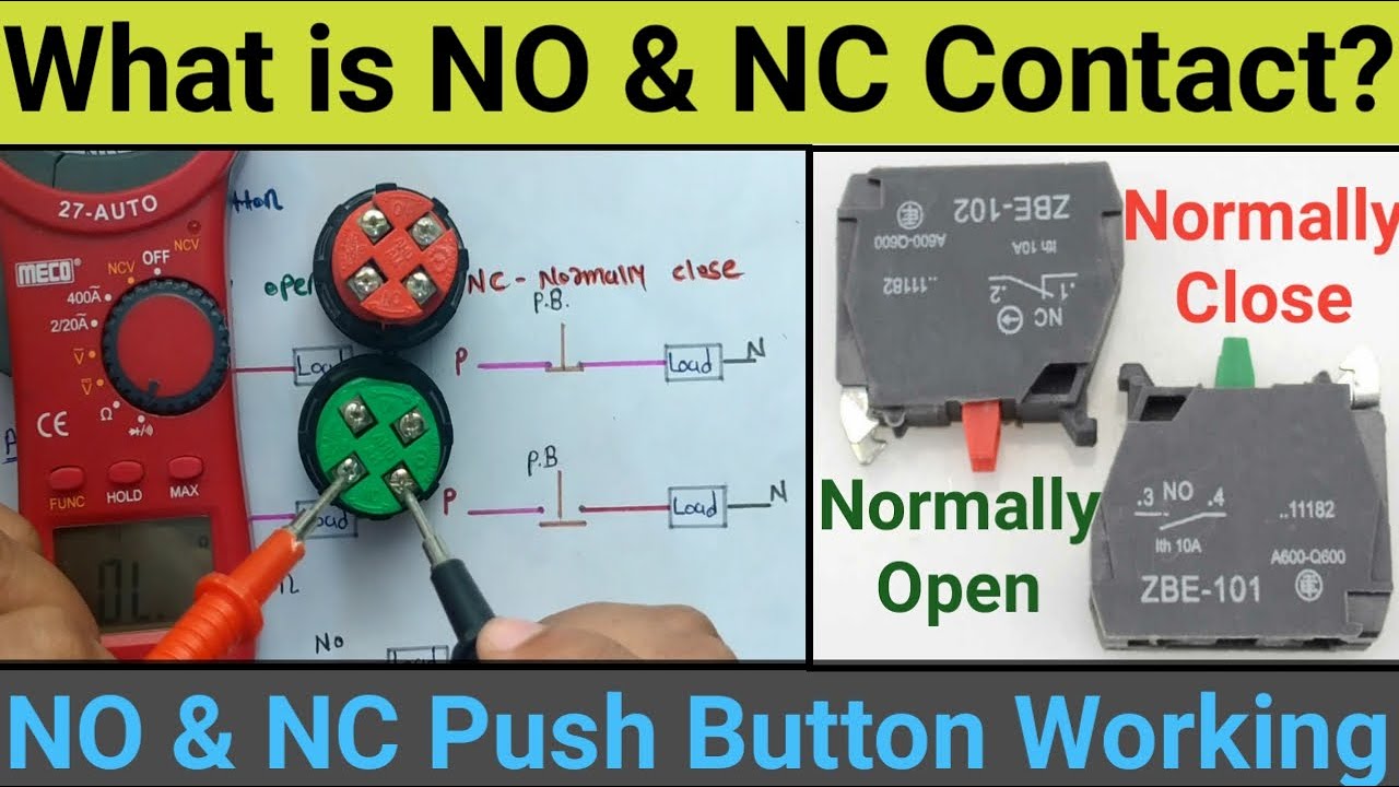 What Is NO and NC Contact In Hindi | Working of NO and NC Push Button | Red and Green Push Button