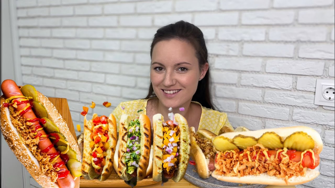 МУКБАНГ домашние хот-доги с хрустящим луком острые 🌶 Mukbang Hot dogs fast food фаст фуд 🌭