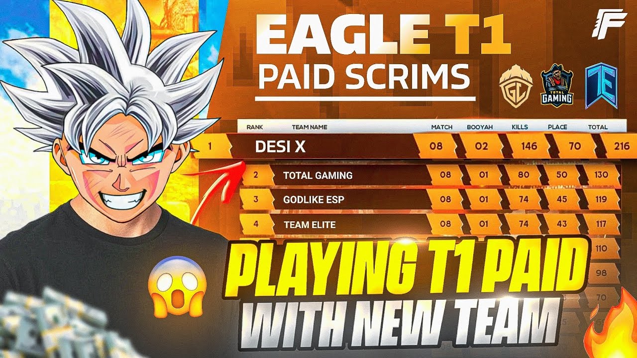 Playing T1 10,000₹ Esports Paid Scrims Tournament 💵🔥 || All T1 Teams Lobby 😱 - Garena Free Fire 💀