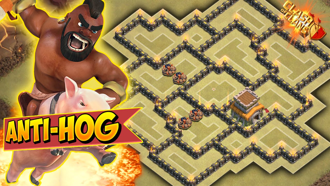Clash of Clans - ANTI-THREE STAR BEST TOWNHALL 8 (TH8) Anti-Hog CLAN WARS/TROPHY BASE!
