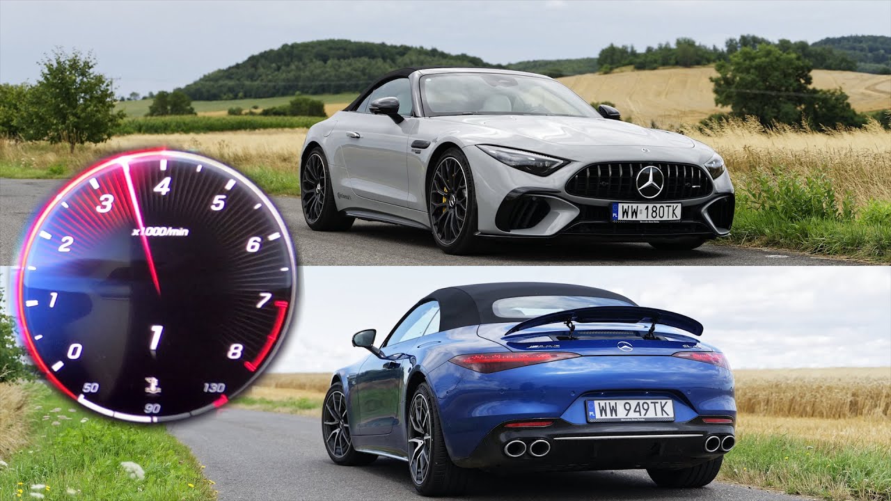 Mercedes-AMG SL 63 4Matic+ vs. SL43: sound and acceleration 0-60 mph, 0-100 km/h, drag time, exhaust