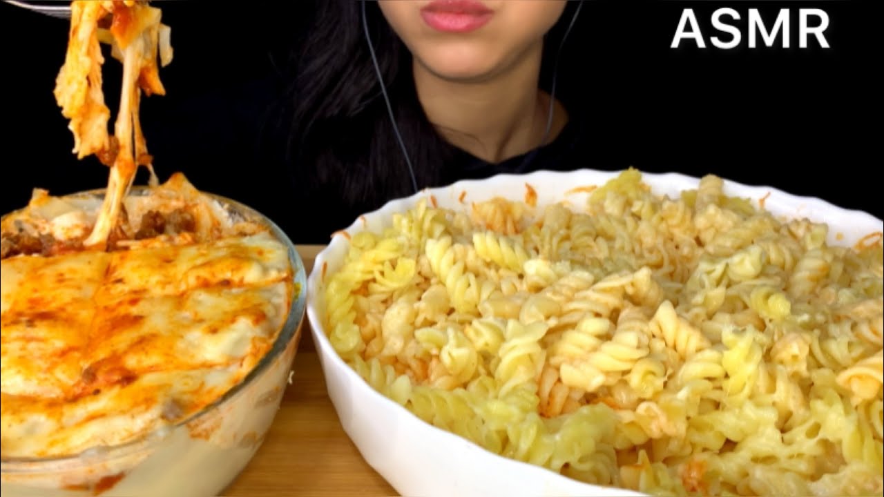ASMR CHEESY LASAGNA + PASTA | Mukbang (Eating sounds)