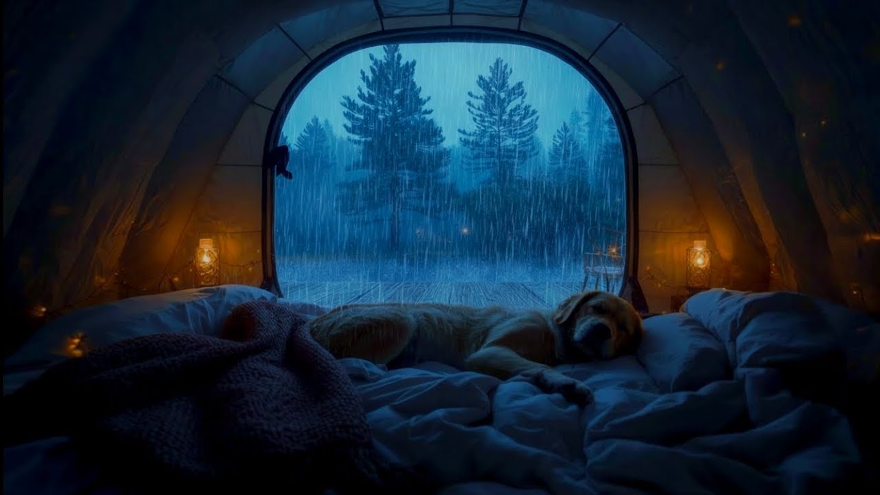 ASMR Camping in Heavy Rain 🌲 Sleep Instantly with Rain on Tent