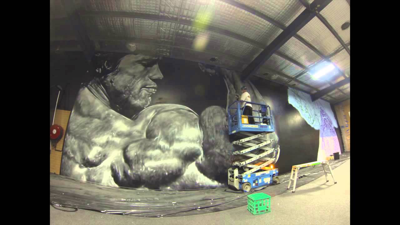 Arnold Schwarzenegger & Dwayne 'The Rock' Johnson Graffiti Time Lapse Mural