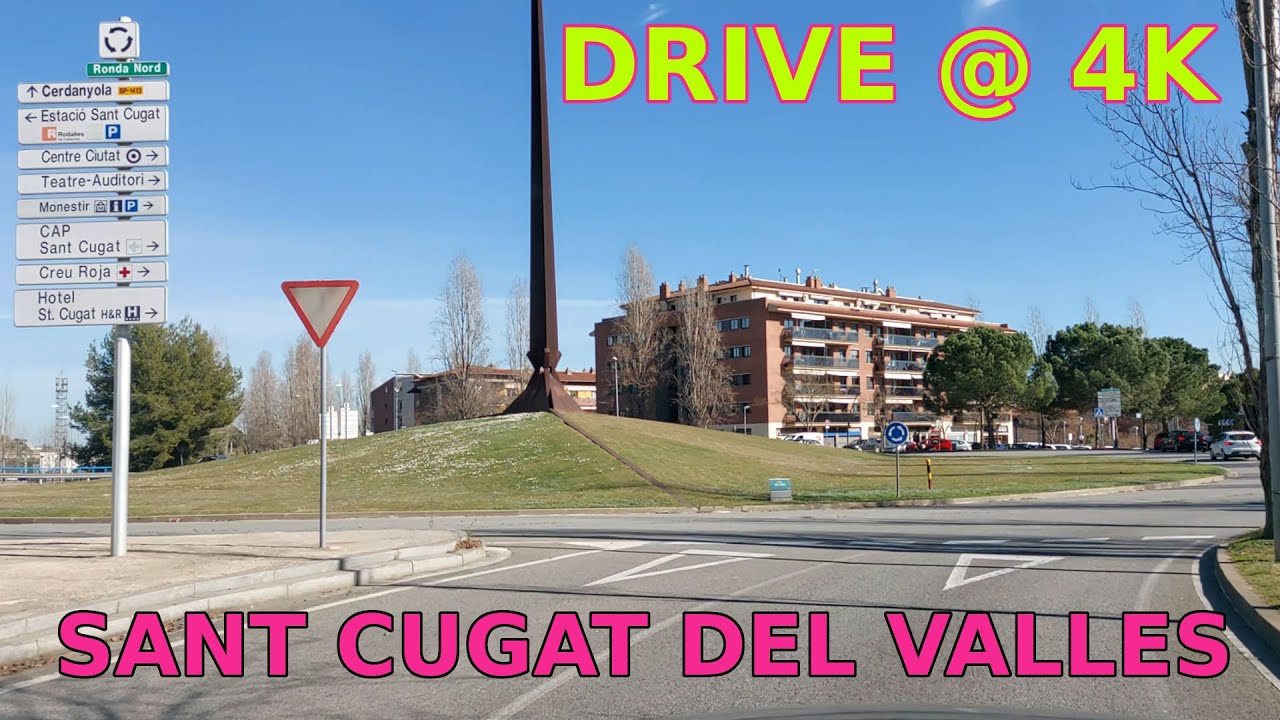 DRIVING in Sant Cugat del Valles 4K the town behind Tibidabo mountain Barcelona