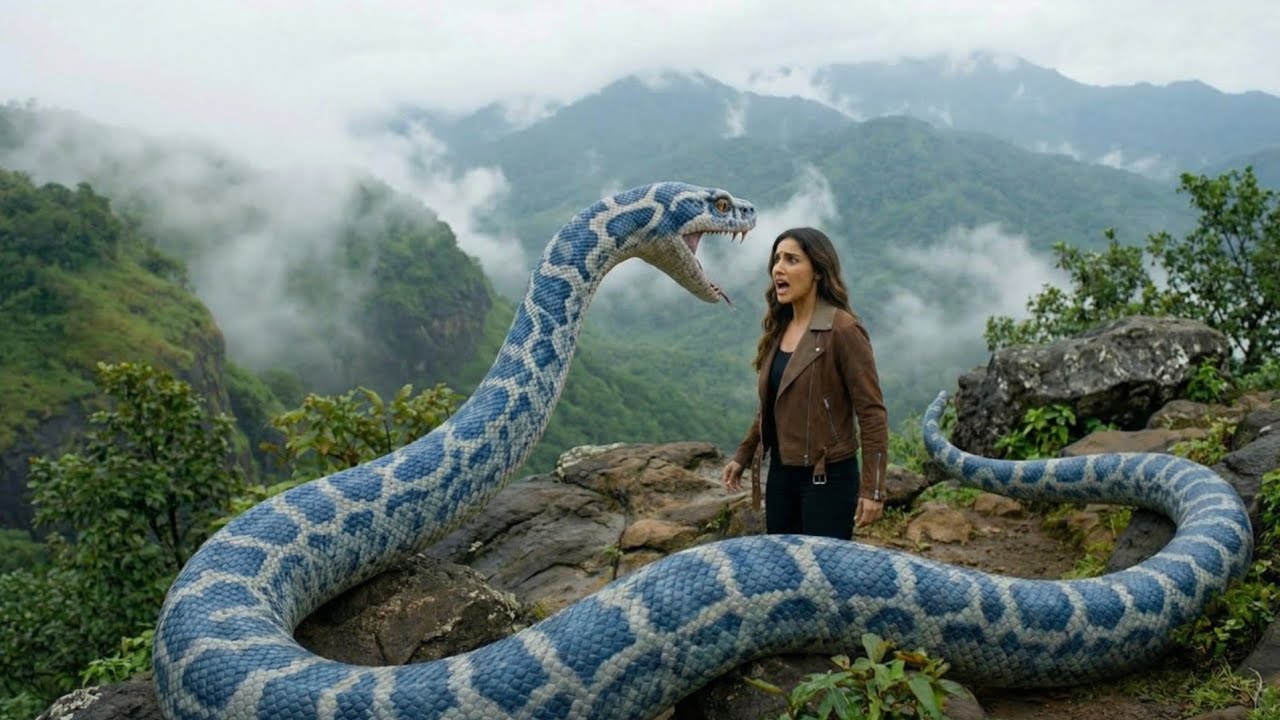 Alone girl rescued an strange big bird from blue anaconda || adventure story || snake video