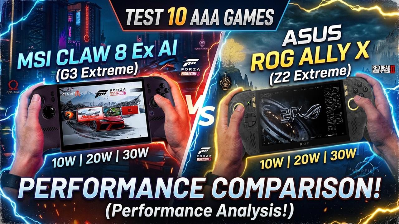MSI Claw 8 AI+ (Core Ultra) против ASUS ROG Ally X (Z2 Extreme) &mdash; тест в 10 AAA-играх при TDP 10 ...