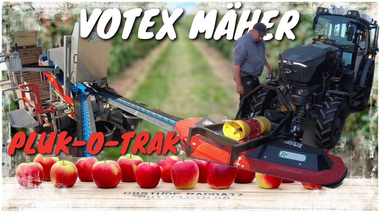 Obsthof Raddatz - Votex-Mäher passt noch nicht ganz am FENDT VARIO 211P I Munckhof Pluk-O-Trak