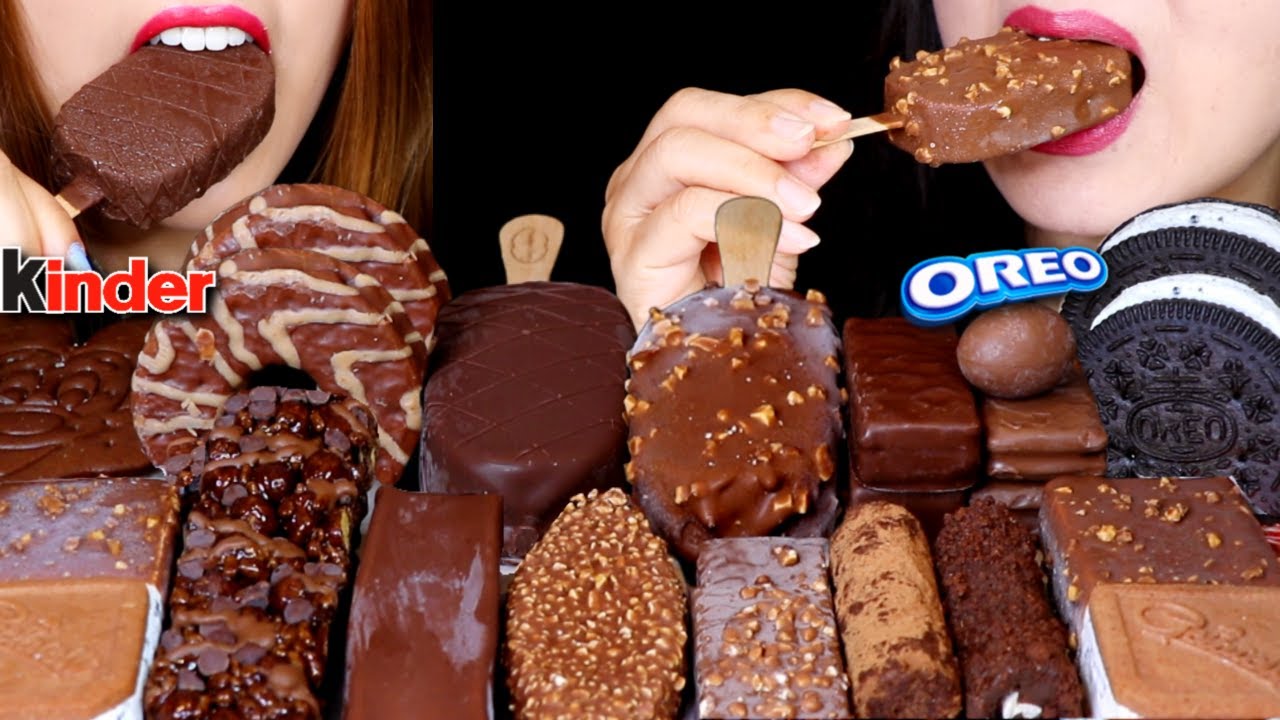 ASMR CHOCOLATE ICE CREAM BARS, OREO ICE CREAM SANDWICH, CARAMEL ICE CREAM, KINDER, MARSHMALLOW PIE먹방