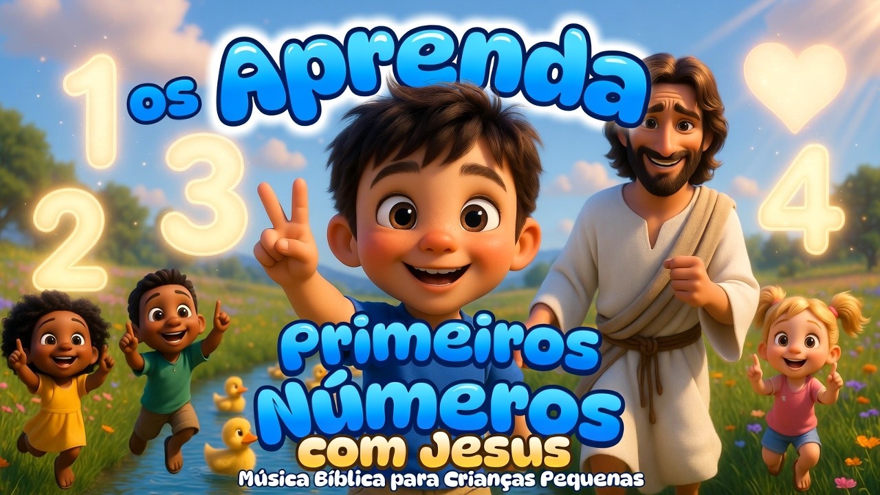 1, 2, 3, 4 com Jesus! 🌟 Aprendendo os Primeiros Números – Música Bíblica para Crianças Pequenas