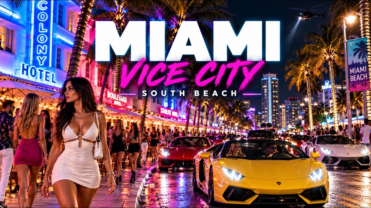 MIAMI VICE CITY 🌴 South Beach Nightlife Walk 🇺🇸 4K