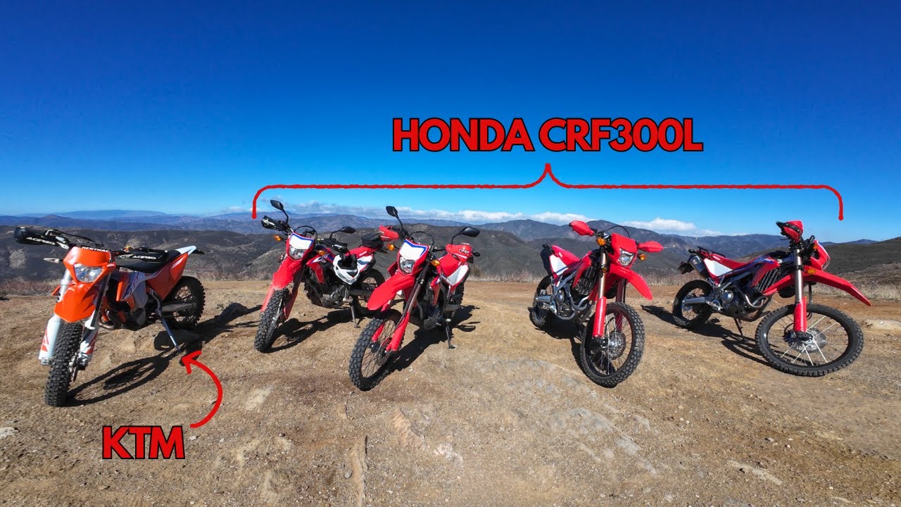 4 HONDA CRF300L and 1 KTM Riding through Rowher Flats