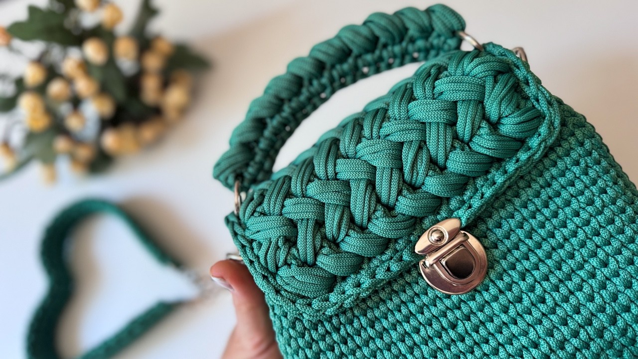 Сумочка зефирка из шнура. Подробный МК. Вязание крючком