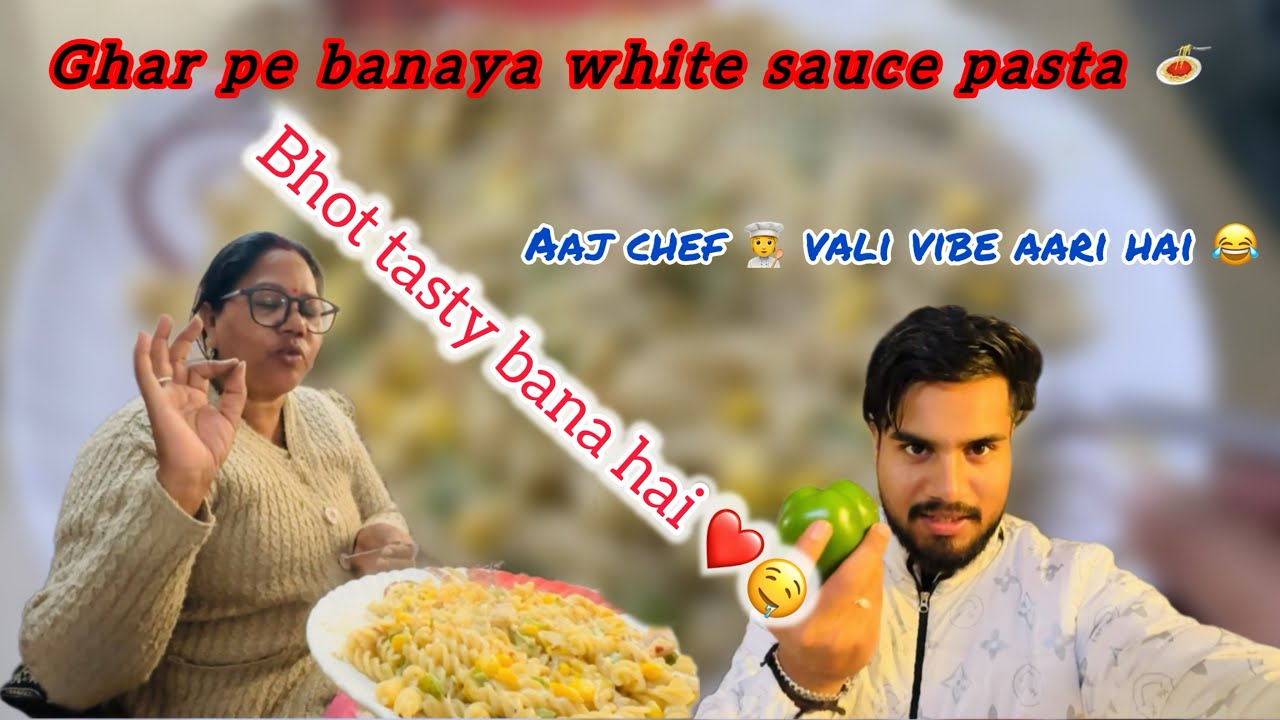 Vlog(36/100)||Ghar pe banaya white sauce pasta 🍝 || making white sauce pasta at home|| #cookingvlog 