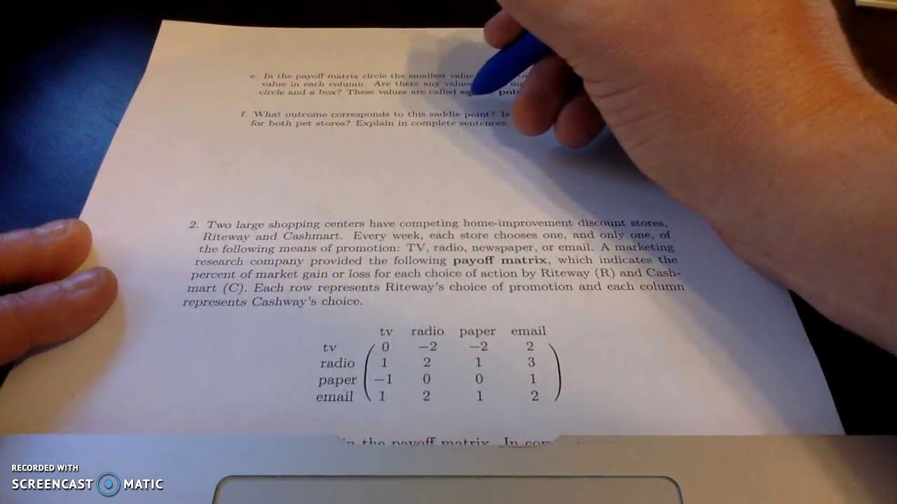 Game Theory - Payoff Matrix & Saddle Points Part 1