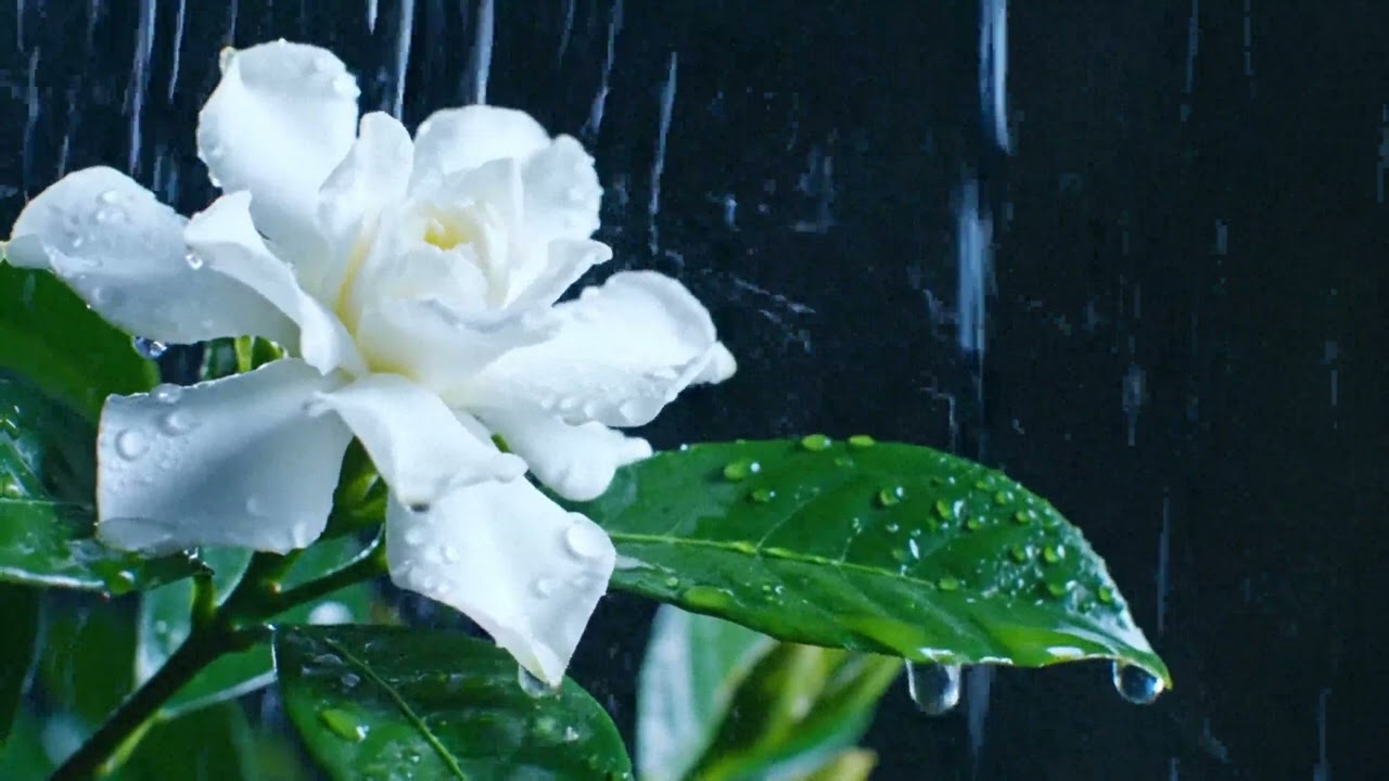 Gentle Rain on White Gardenia Flower 🌧️ Relaxing ASMR Nature Sounds for Sleep & Stress Relief