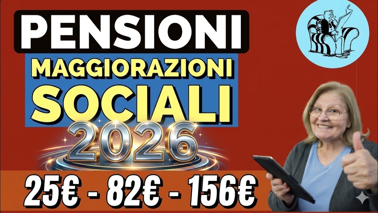 PENSIONI 👉 MAGGIORAZIONI SOCIALI 2026 💰 DA 25 A 156 EURO AL MESE, SU PENSIONI BASSE 📈 ✅