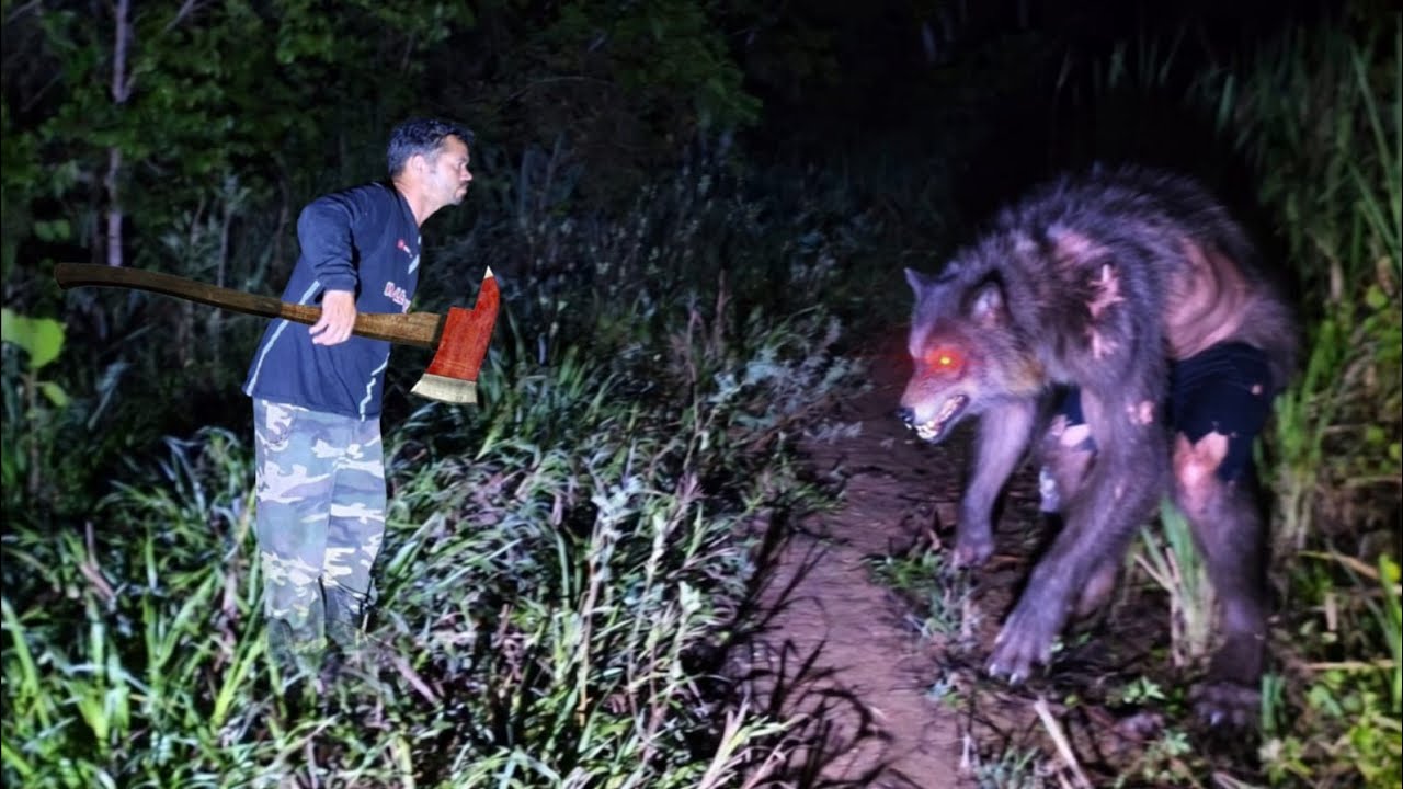 ELE ATACOU UM LOBISOMEM COM UM MACHADO PARA SOBREVIVER #lobisomem #werewolf #wolf 