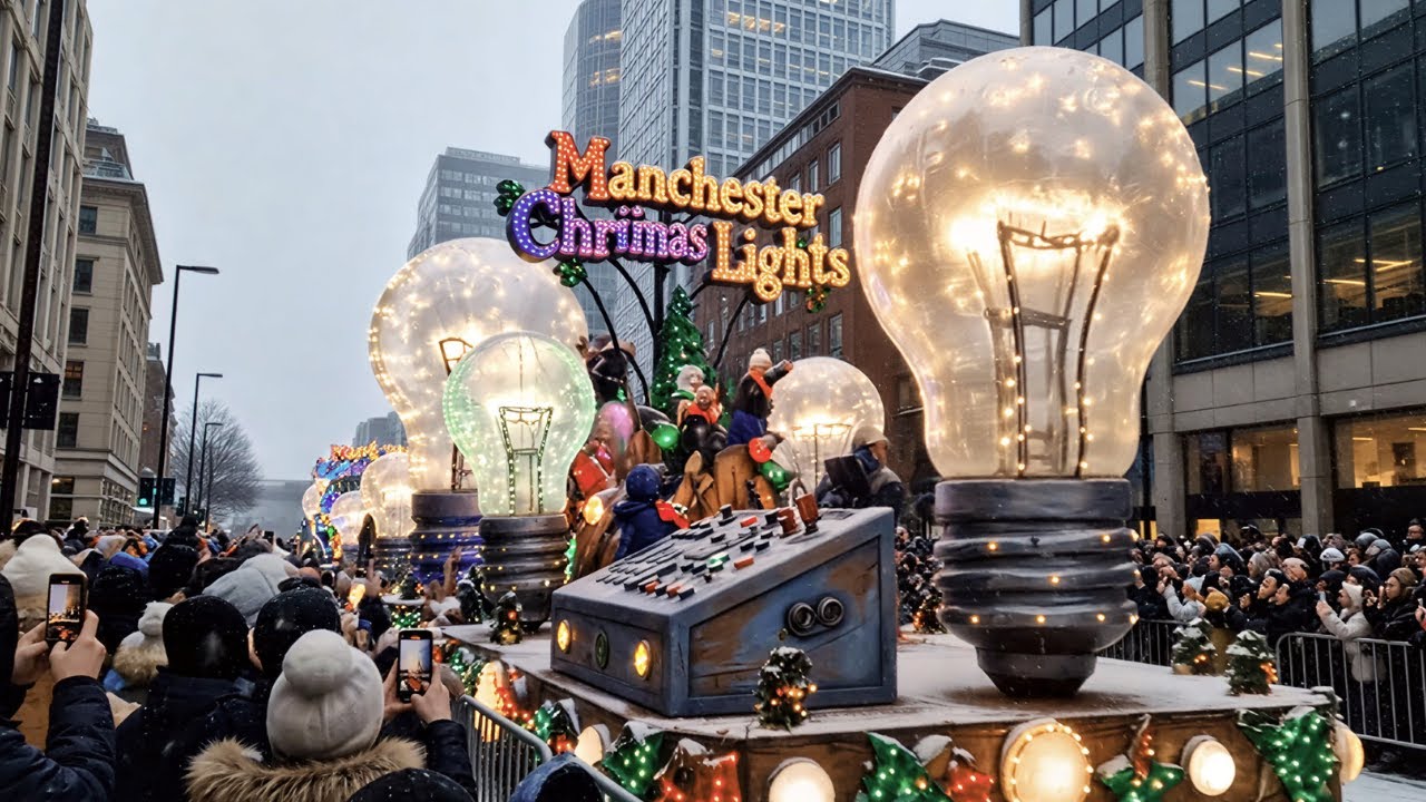 Manchester Christmas Parade 2026  Snow Machines, Giant Characters & City Centre Lights LIVE 4K