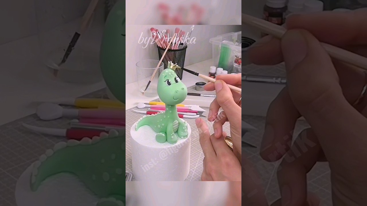 fondant Dino cute caketopper tutorial, МК динозаврик из мастики, фигурка из мастики, урок лепки