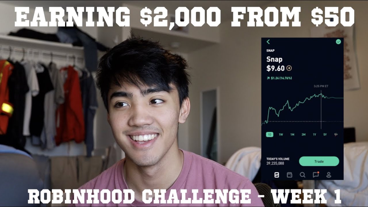 Earning $2,000 From $50! Robinhood Challenge - Week 1