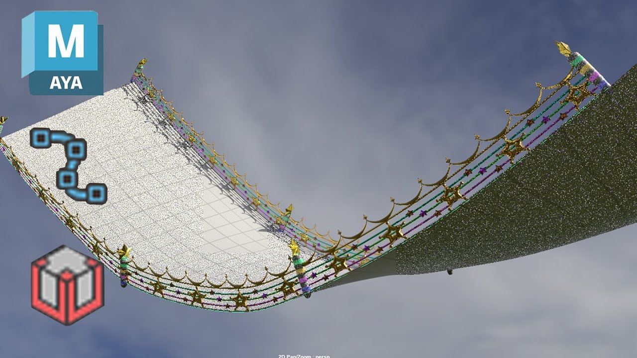 Maya 2023 Placing Fence Along a Curve tutorial
