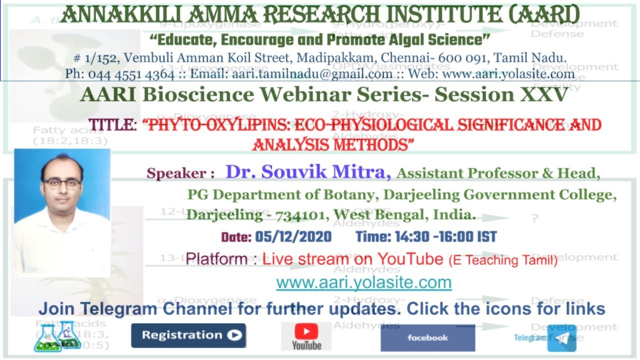 nePhyto-oxylipins: Eco-physiological significance and analysis methods by Dr. Souvik Mitra, AARI Bio